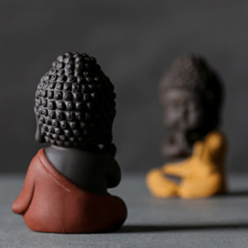 Small Buddha Serenity Purple Clay Home Desk Decoration - Image 5