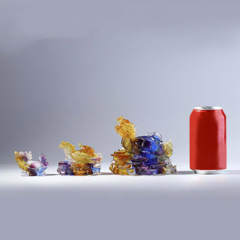 Feng Shui Dragon Turtle Coins Handmade Liuli Crystal Luck Art Piece Home Office Decoration - Image 21