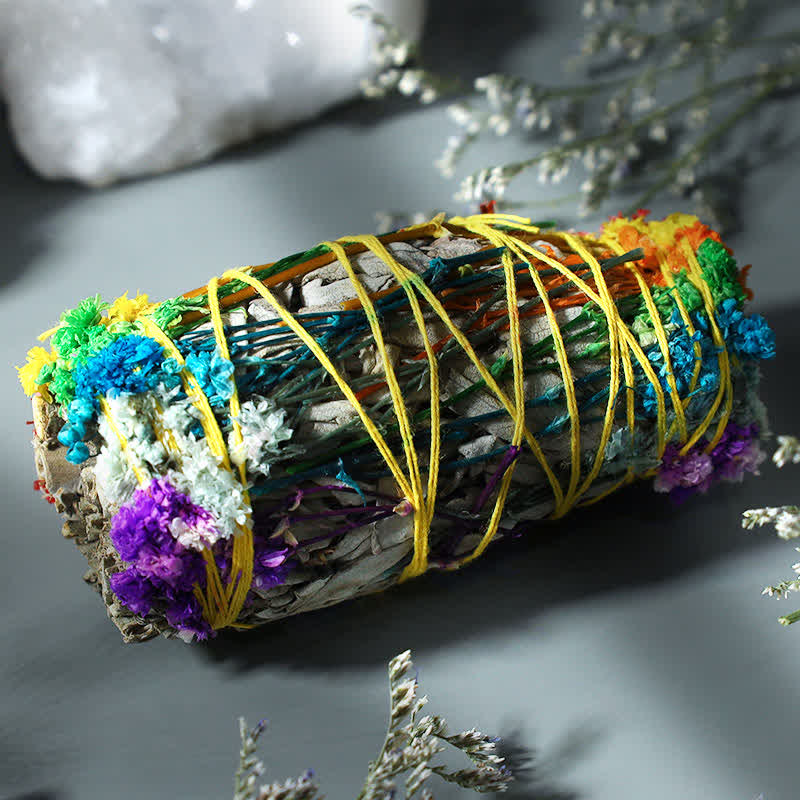 Red Rose Forget-me-not Colorful Daisy Smudge Stick for Home Cleansing Incense Healing Meditation Smudge Sticks Rituals - Image 12