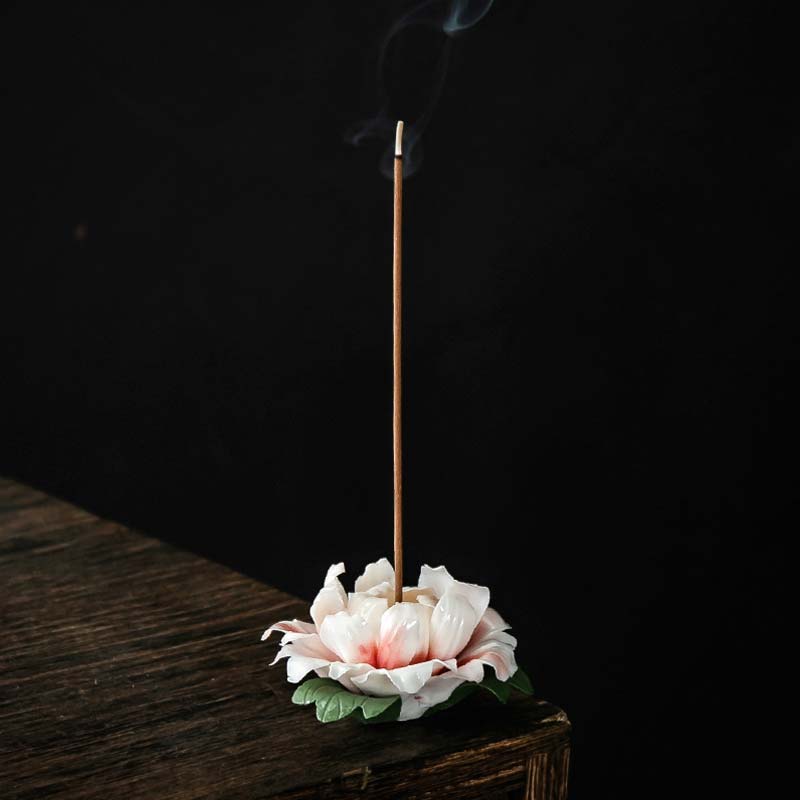Tibetan Lotus Blessing Ceramic Stick Incense Burner Decoration - Image 11