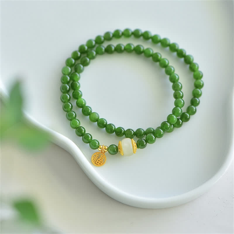 Hetian Cyan Jade Happiness Blessing Bracelet - Image 4