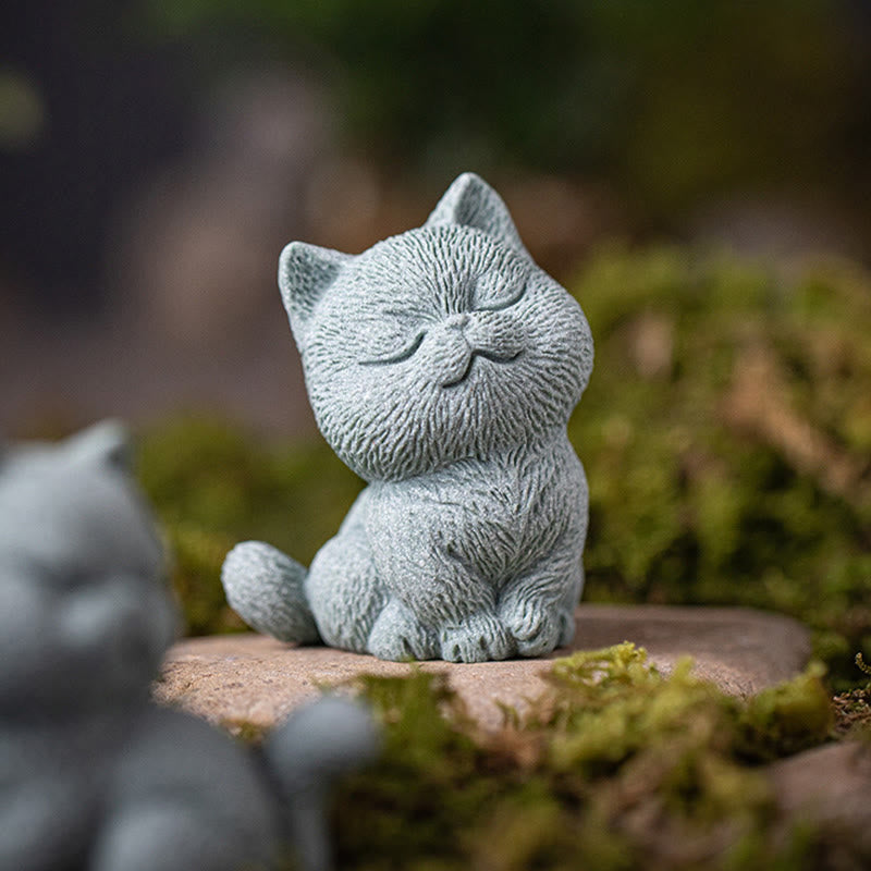 Small Cat Home Tea Pet Figurine Desk Decoration