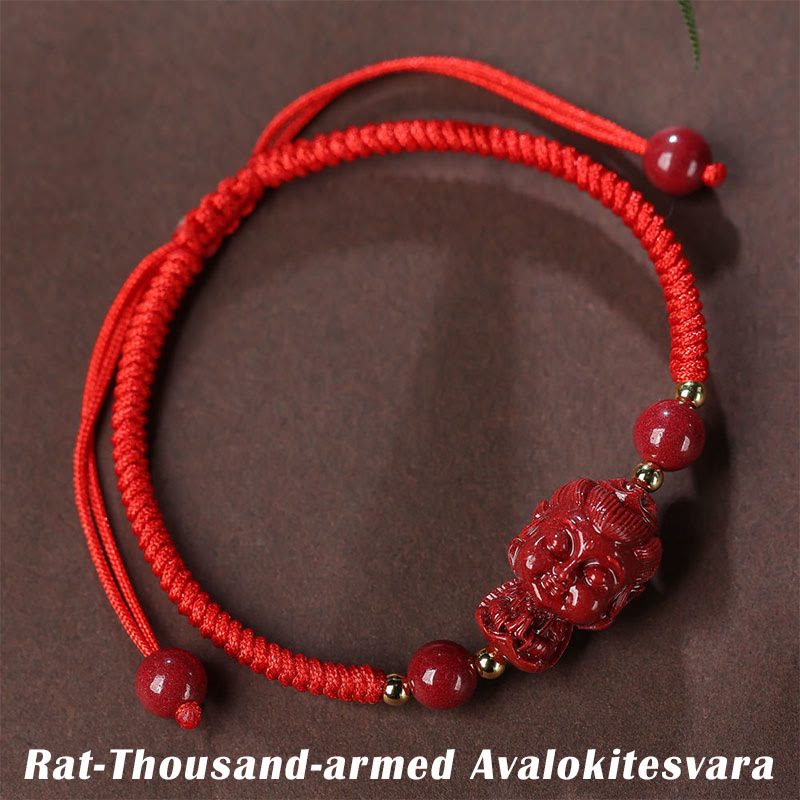 Chinese Zodiac Natal Buddha Cinnabar Amulet Blessing String Bracelet - Image 3