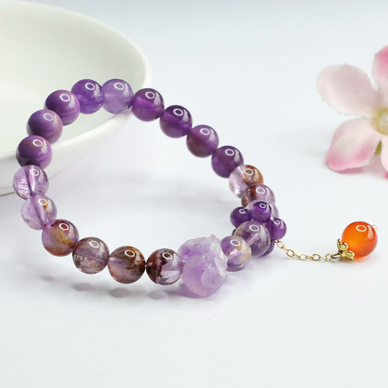 Natural Amethyst Purple Phantom Gemstone Spiritual Awareness Bracelet - Image 5