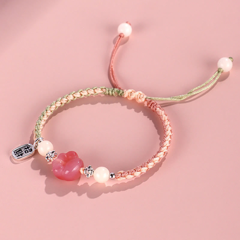 Yanyuan Agate Cat Claw Paw White Bodhi Seed Fu Character Positive Braided Rope Bracelet - Image 11