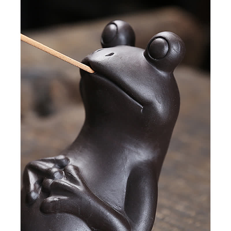 Meditation Frog Ceramic Spiritual Healing Incense Burner - Image 7