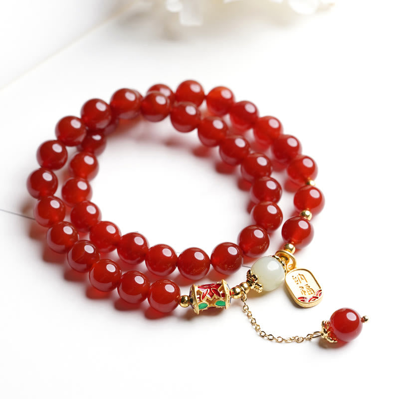 Natural Red Agate Hetian Jade Fu Character Confidence Charm Bracelet (Extra 30% Off | USE CODE: FS30) - Image 12
