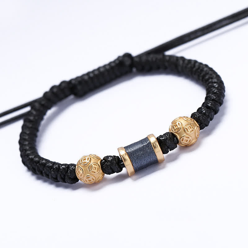 999 Sterling Silver Copper Coin Bead Copper Balance Braided String Bracelet - Image 9