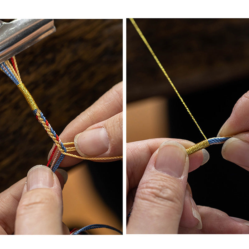 Handmade Dunhuang Color Peach Blossom Pattern Braid String Bracelet - Image 15