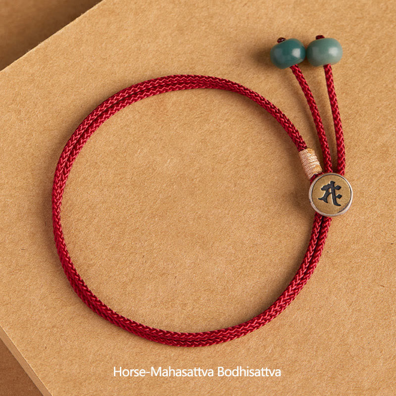 925 Sterling Silver Handmade Chinese Zodiac Natal Buddha Cyan Bodhi Seed Protection Braided Red String Bracelet - Image 13