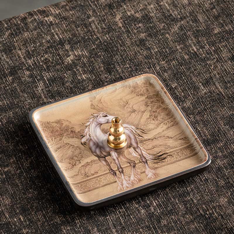 Mountain Lake Flower Leaf Healing Ceramic Plate Tray Stick Incense Burner Decoration - Image 21