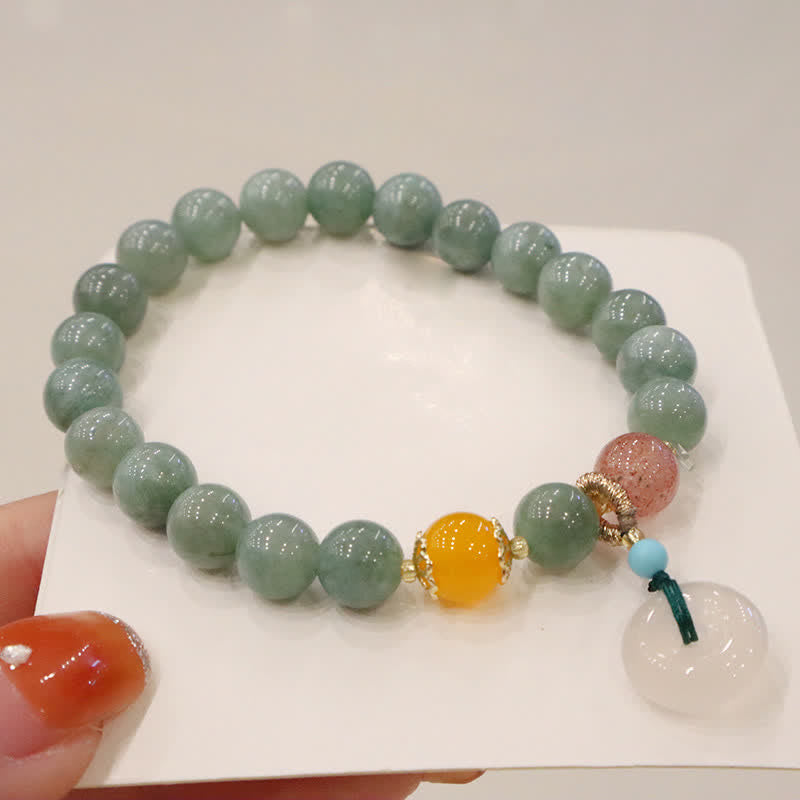 Cyan Jade Lotus Pumpkin Wish Peace Buckle Amethyst Crystal Healing Bracelet - Image 13