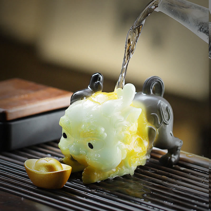 Color Changing Small PiXiu Ingot Resin Tea Pet Wealth Home Figurine Decoration - Image 7