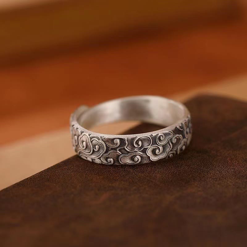 Vintage Auspicious Clouds Pattern Luck Ring - Image 5