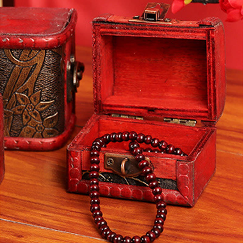 Retro Small Wood Jewelry Box Lotus Golden Grape Copper Coin Daffodil Grass Flower Jewelry Storage Box - Image 18