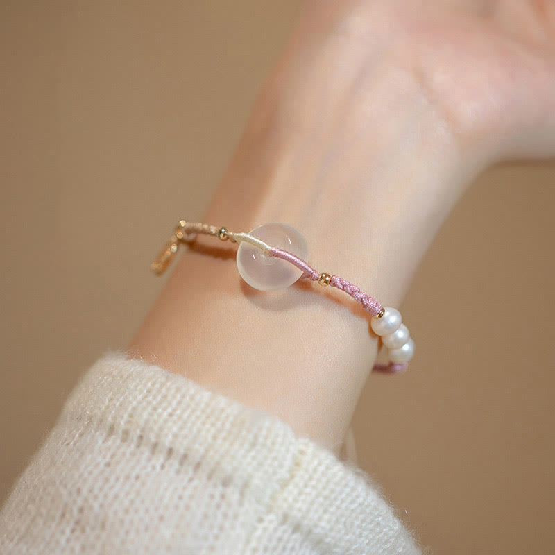 Chalcedony Round Peace Buckle Positive String Bracelet - Image 9