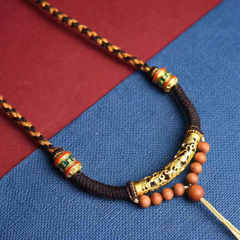 Tibetan Handmade King Kong Knot Om Mani Padme Hum Prayer Wheel String Necklace Pendant - Image 5