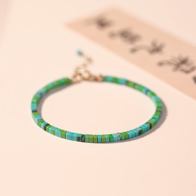 Turquoise Beaded Friendship Strength Chain Bracelet - Image 5
