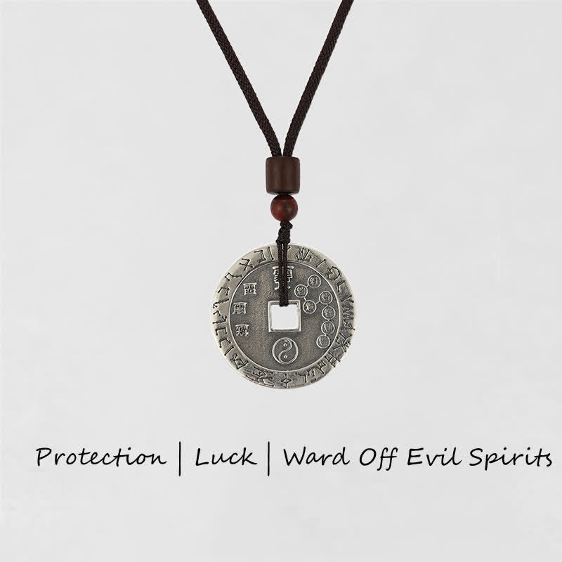 Bagua Yin Yang Copper Coin Star Balance Energy Necklace Pendant