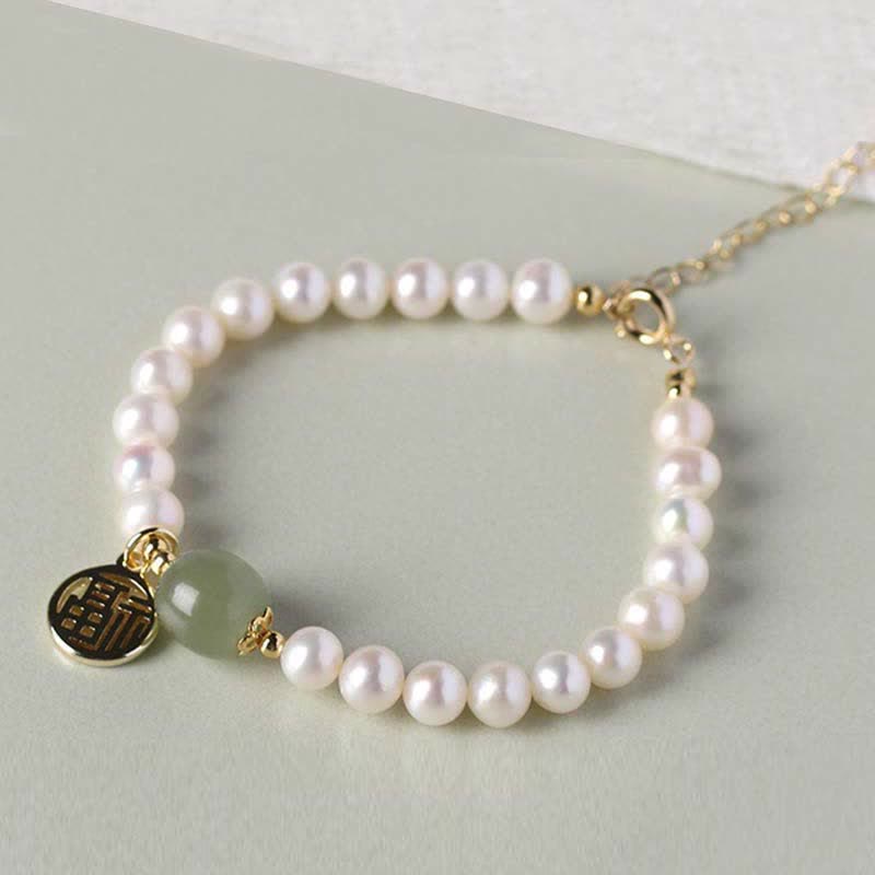 Natural Pearl Hetian Jade Happiness Healing Bead Bracelet - Image 5