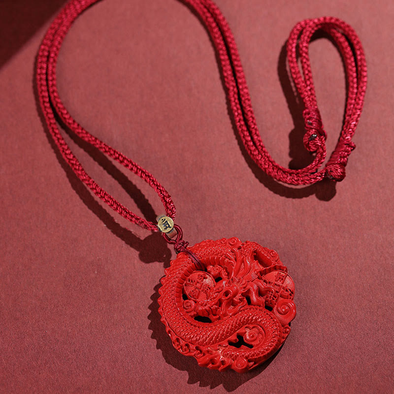 Year of the Dragon 925 Sterling Silver Natural Cinnabar Copper Coin Luck Necklace Pendant - Image 5