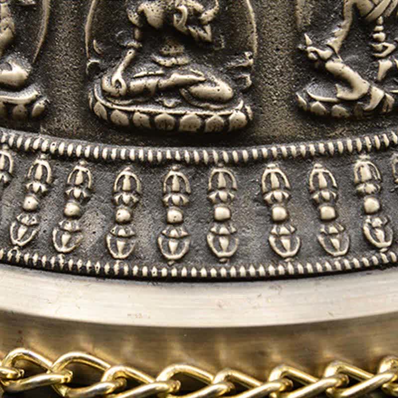 Tibetan Engraved Buddha Dragon Wind Chime Bell Copper Luck Wall Hanging Decoration - Image 5