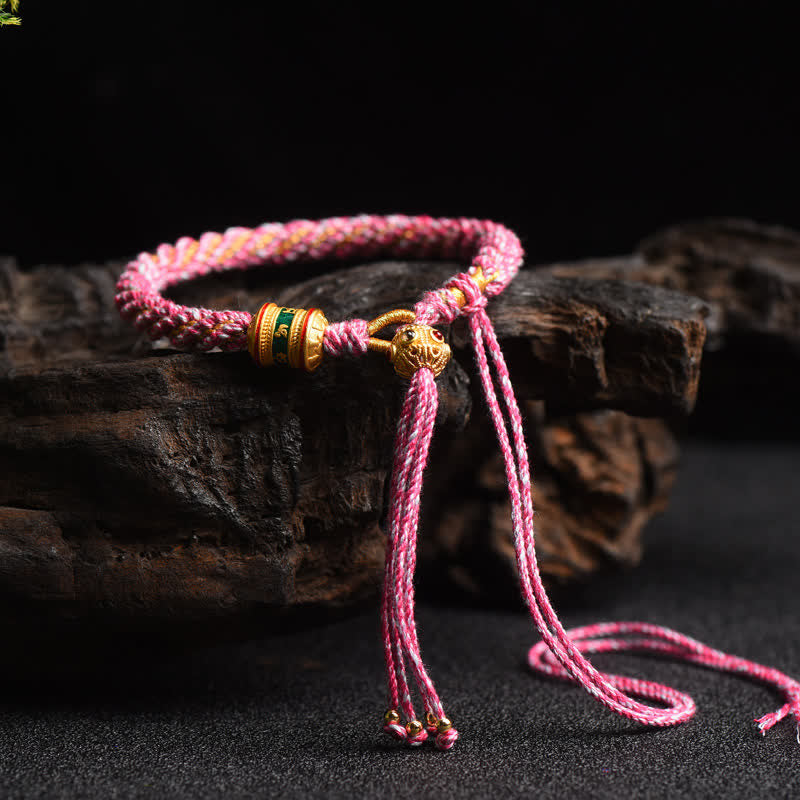Tibetan Handmade Luck Prayer Wheel Bead Charm Weave Colorful String Bracelet - Image 15