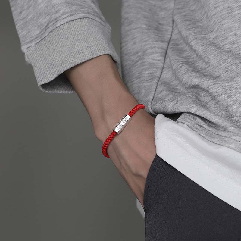 925 Sterling Silver Letter Engraving Blessing String Bracelet - Image 3