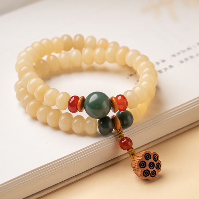Bodhi Seed Lotus Pod Charm Peace Double Wrap Bracelet - Image 7