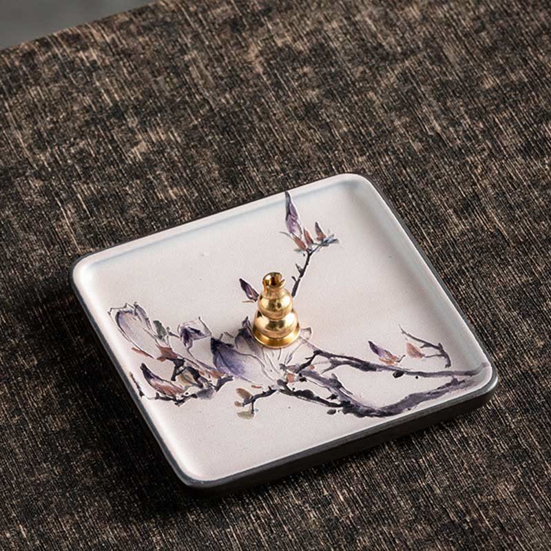 Mountain Lake Flower Leaf Healing Ceramic Plate Tray Stick Incense Burner Decoration - Image 26