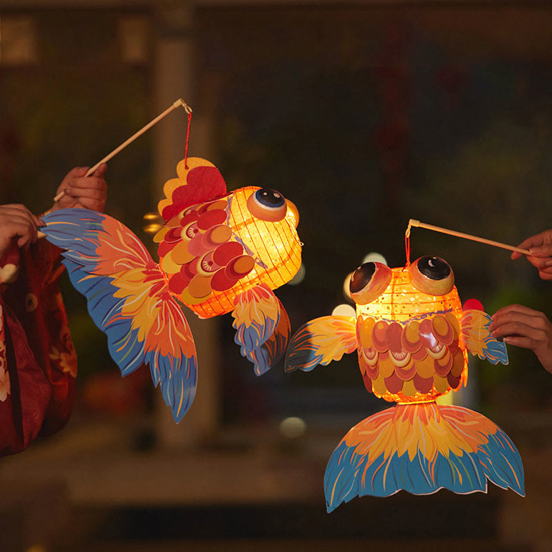 DIY Good Luck Koi Fish Paper Lantern Lamp Mid-Autumn Festival Child Kids Lantern Decoration