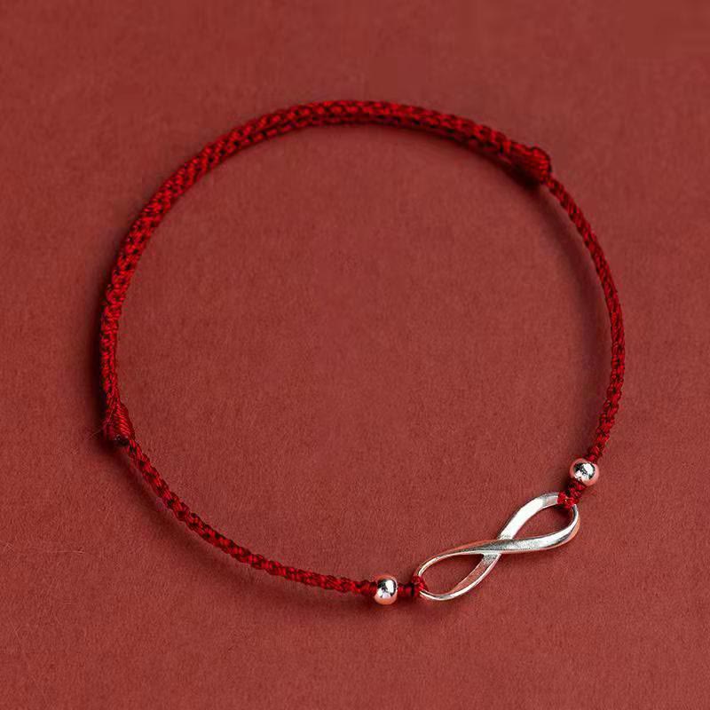 925 Sterling Silver Endless Knot Protection Luck Red String Bracelet Anklet - Image 17