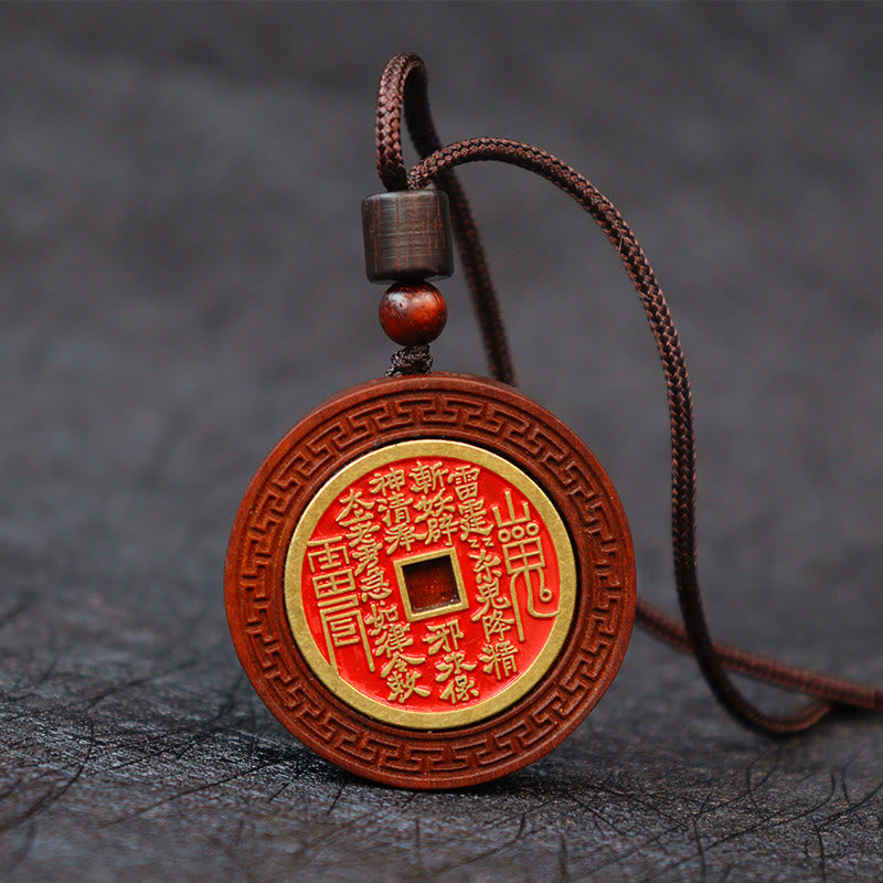 Lightning Struck Jujube Wood Yin Yang Bagua Mountain Ghosts Spend Money Protection Necklace Pendant - Image 6