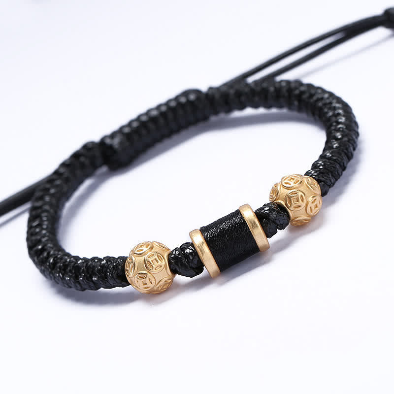 999 Sterling Silver Copper Coin Bead Copper Balance Braided String Bracelet - Image 11