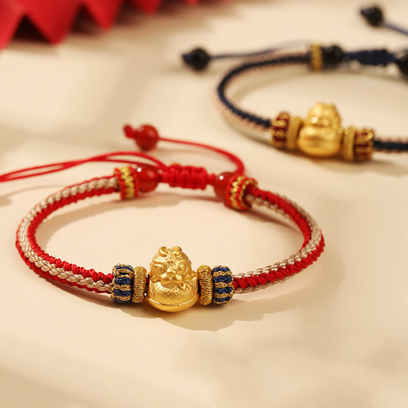 925 Sterling Silver Baby Dragon Luck Strength Handmade Braided Bracelet