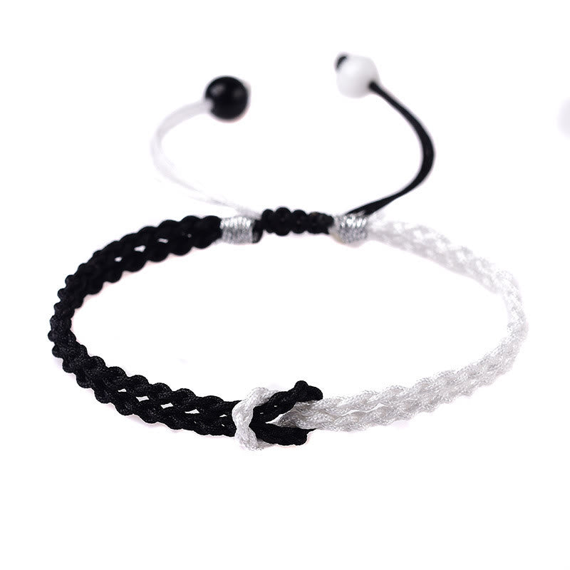 Handmade Black White Rope Braided Healing Bracelet - Image 6
