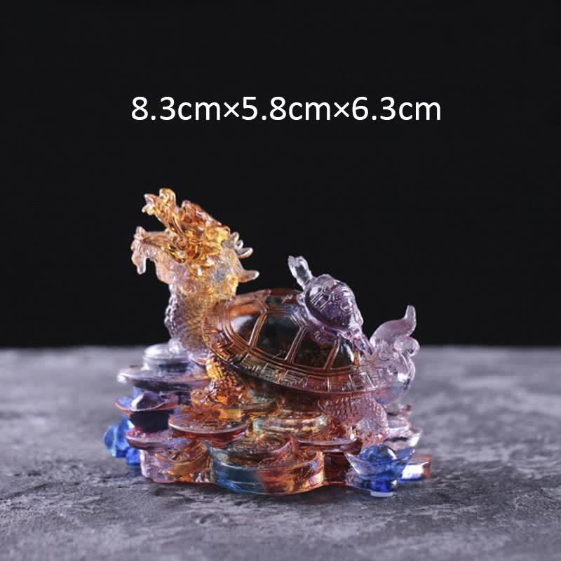 Feng Shui Dragon Turtle Coins Handmade Liuli Crystal Luck Art Piece Home Office Decoration - Image 4