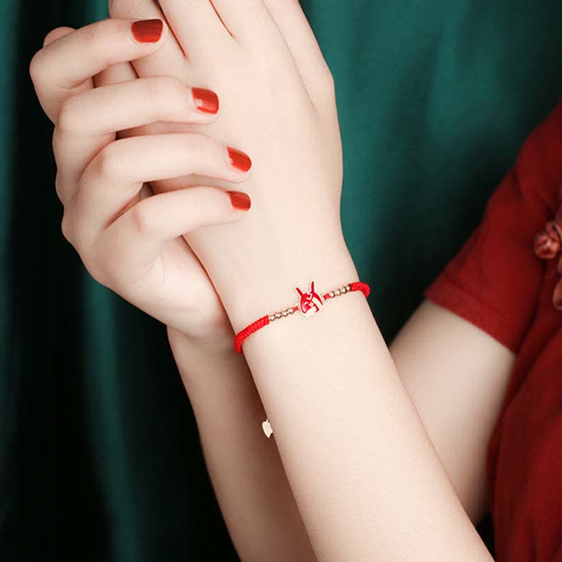 925 Sterling Silver Chinese Zodiac Luck Faith Discolor Red String Bracelet - Image 9