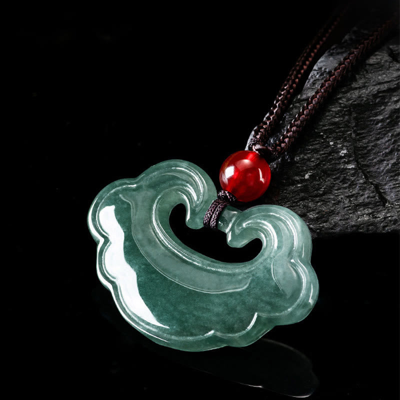 Natural Green Jade Chinese Lock Charm Luck Necklace Pendant - Image 4