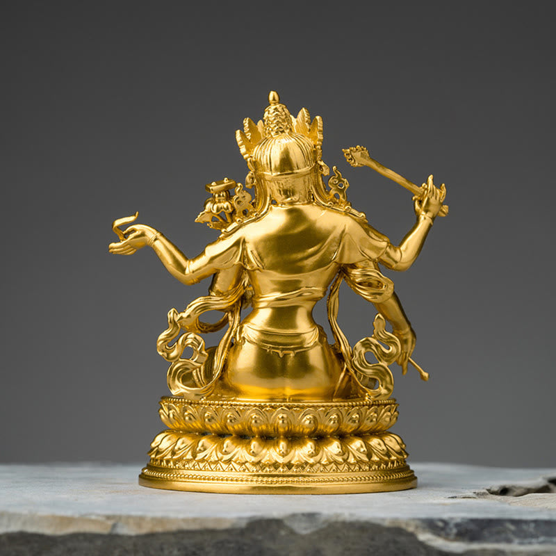 Four-armed Manjusri Bodhisattva Gold Figurine Compassion Serenity Copper Statue Home Decoration - Image 4