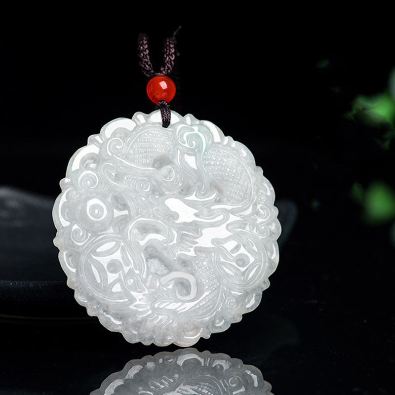 White Jade Dragon Protection Necklace String Pendant - Image 7