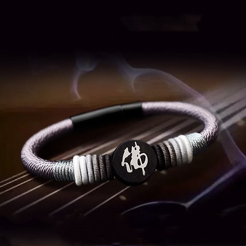 Buddha Character Ebony Handcrafted Rope Bracelet - Image 5