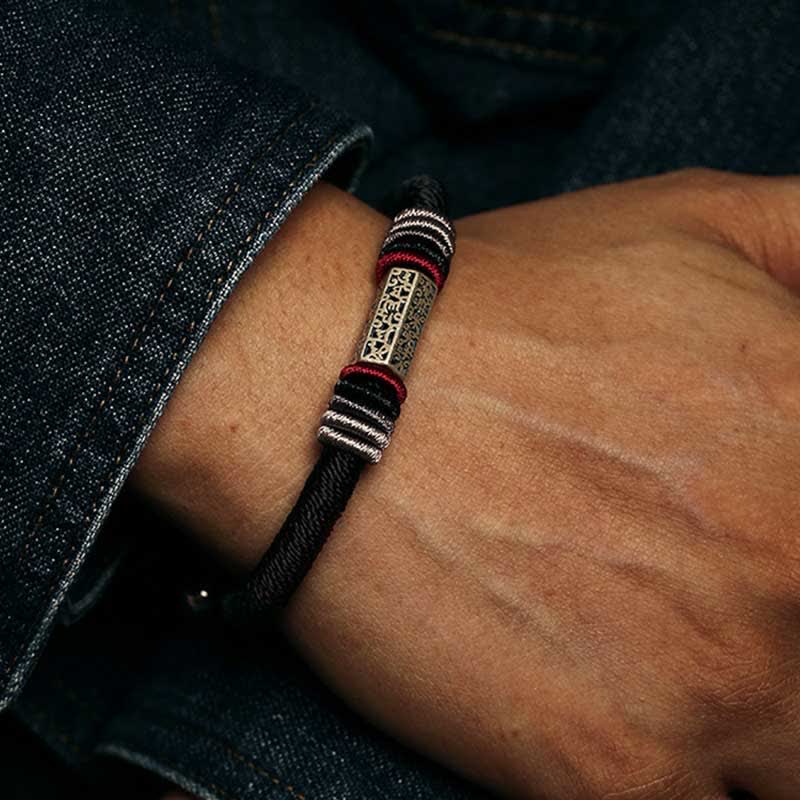 925 Sterling Silver Om Mani Padme Hum Peace Red String Bracelet - Image 12