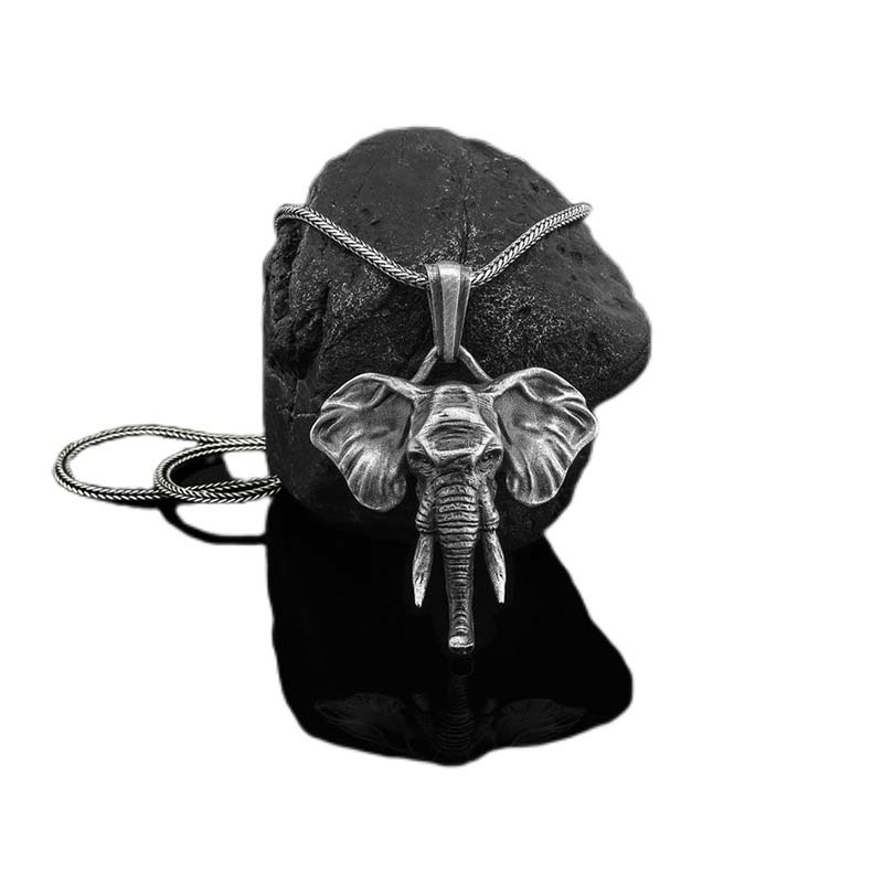 Elephant Pewter Titanium Steel Strength Necklace Pendant - Image 8