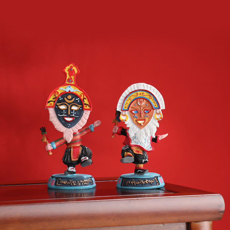 Tibetan Opera Face Mask Puppet Home Office Car Decoration Ornament