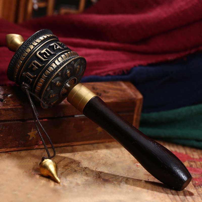 Tibetan Prayer Wheel Six True Words Copper Meditation Decoration - Image 6