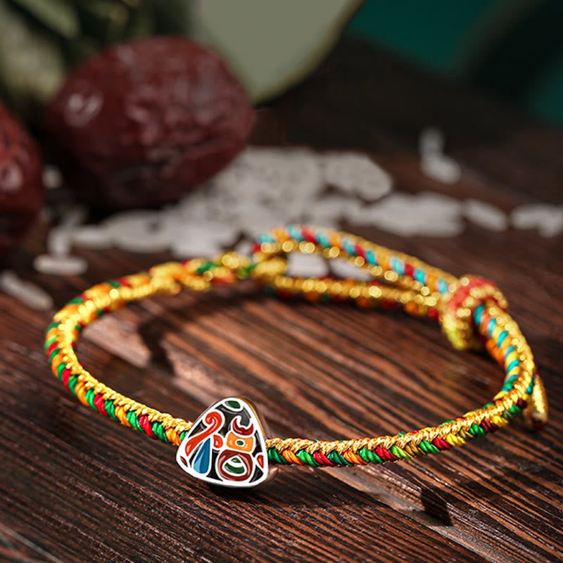 925 Sterling Silver Dragon Boat Festival Fu Character Zongzi Pattern Luck Handmade Multicolored Child Adult Bracelet - Image 3