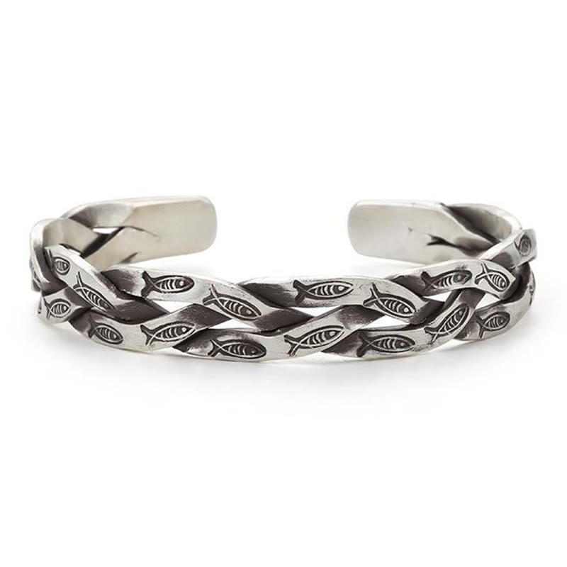 Koi Fish Twisted Design Luck Wealth Cuff Bracelet Bangle - Image 4