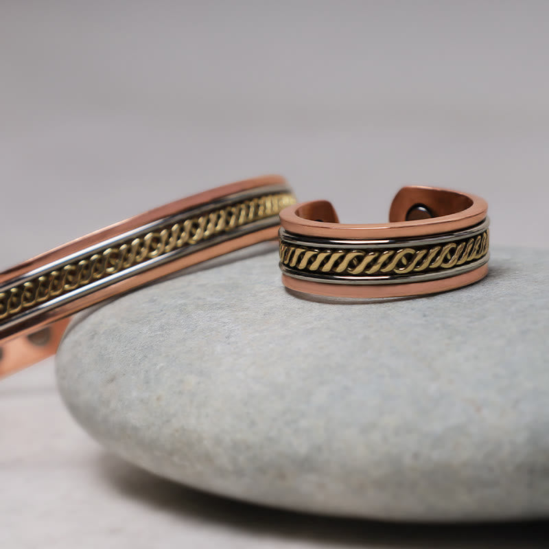 Magnetic Copper Balance Adjustable Cuff Bracelet Bangle Ring - Image 5