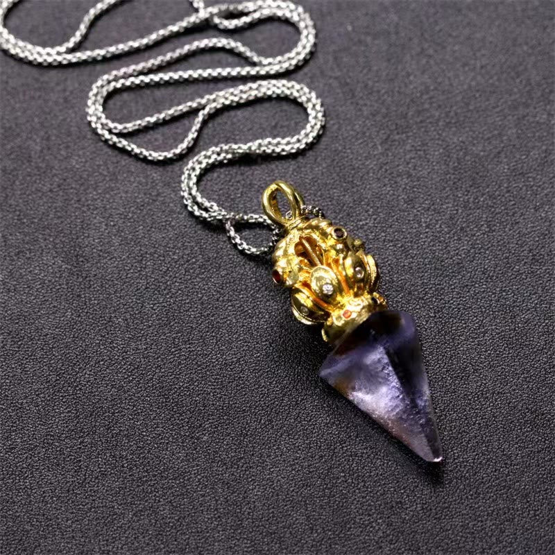 Tibetan Dorje Vajra 4 Prong Lotus Liuli Crystal Strength Necklace Pendant - Image 13